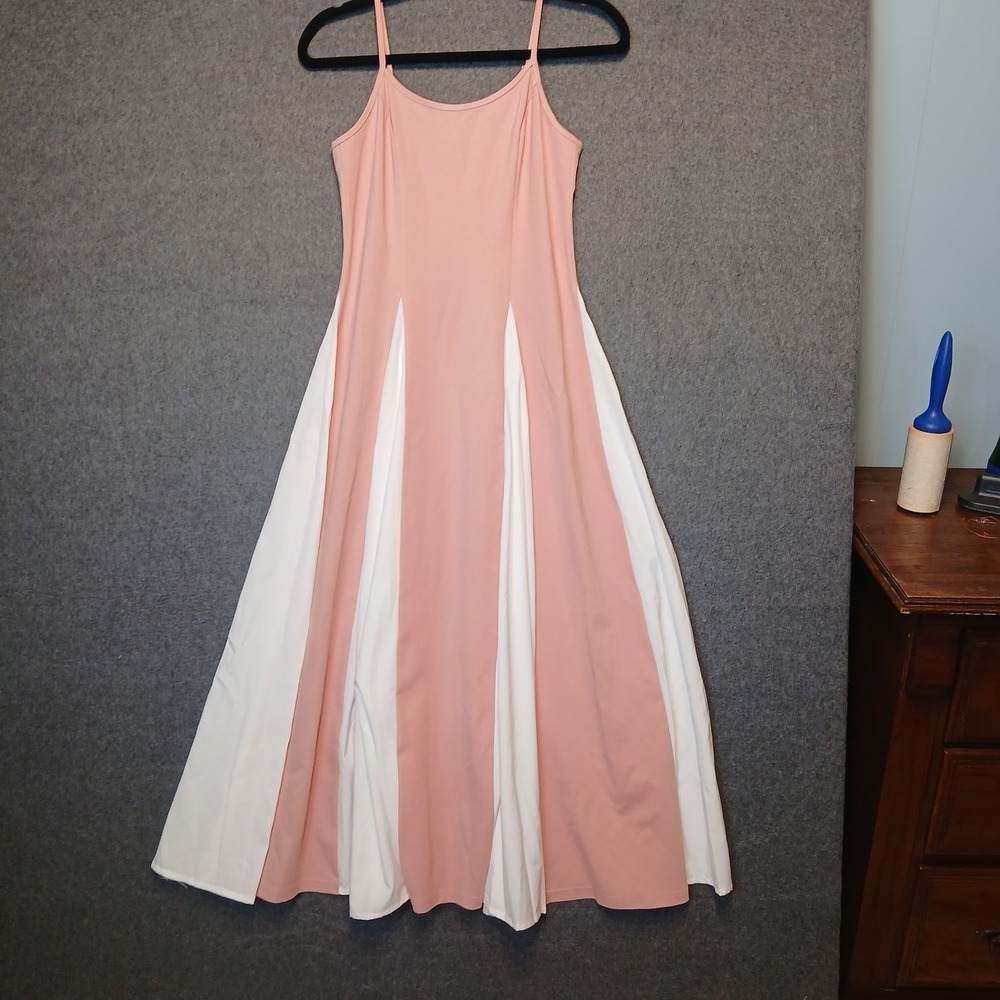 NWT Zesica Sz Small pink and white sundress knit stretch soft adjustable straps